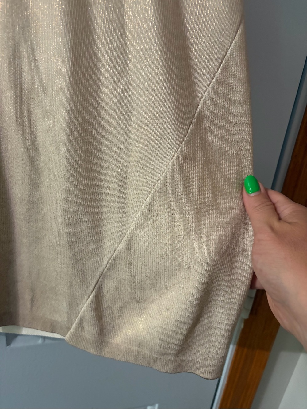 Avec Les Filles Champagne Gold Long Sleeve Sweater Mini Dress Size large. - Picture 5 of 10